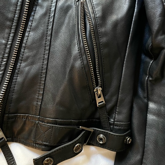 Top Shop faux leather ribbed moto jacket - Picture 5 of 5
